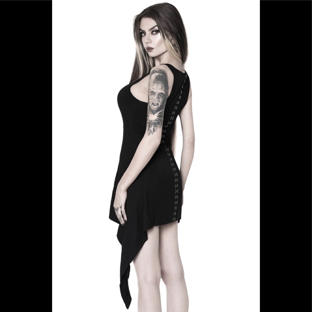 Killstar Black Asymmetric Lace-Up Tank Dress